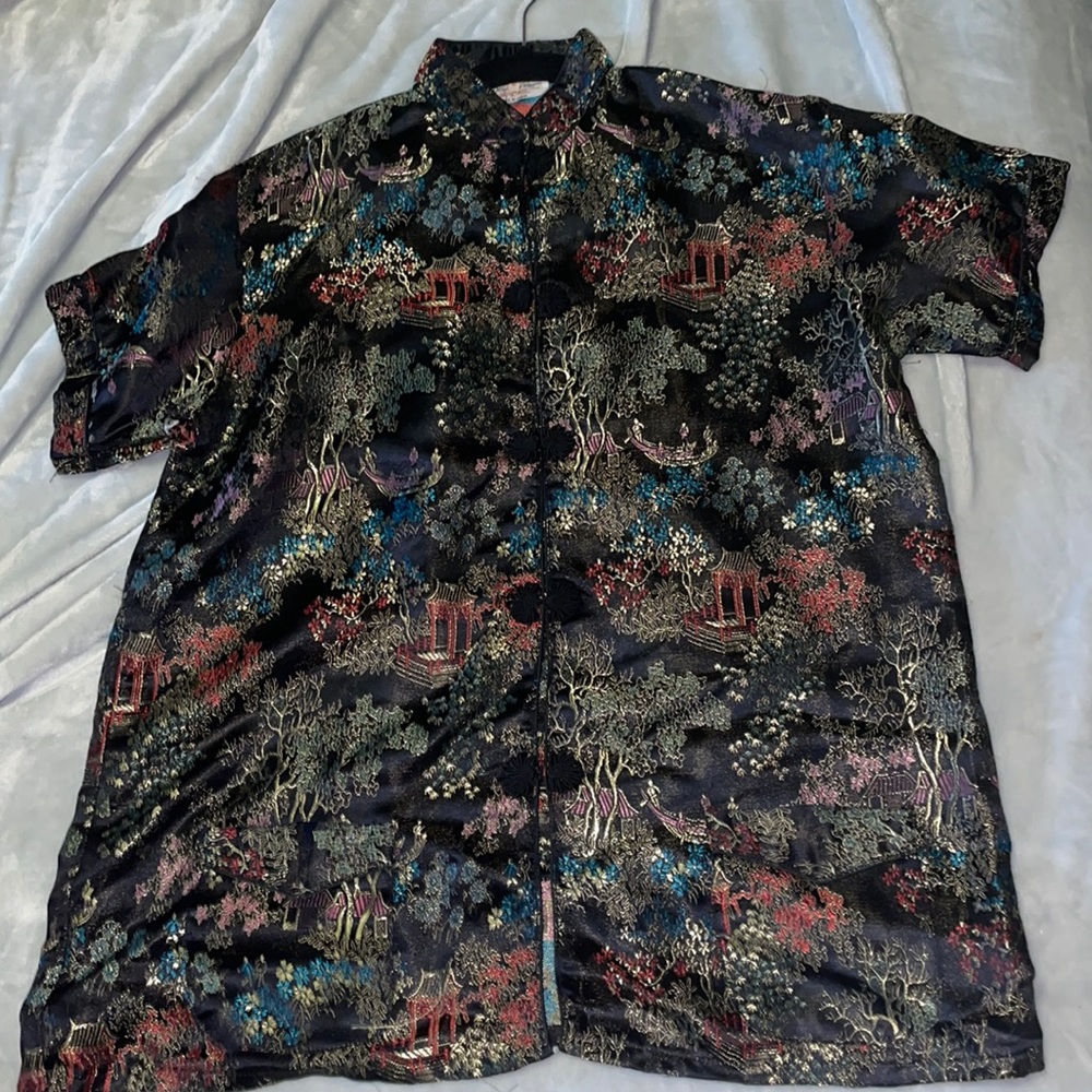 Vintage two piece chinese print shirt and pants
